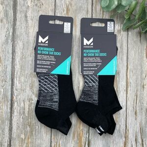 MISSION Unisex Performance Heel Tab, Medium, Black 2,  2-Packs Size M